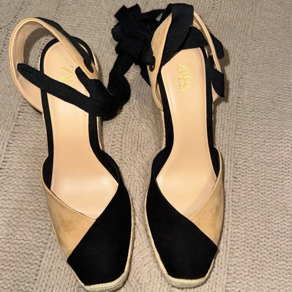 Zara Two-Tone Espadrille Wedges - Picture 2 of 8